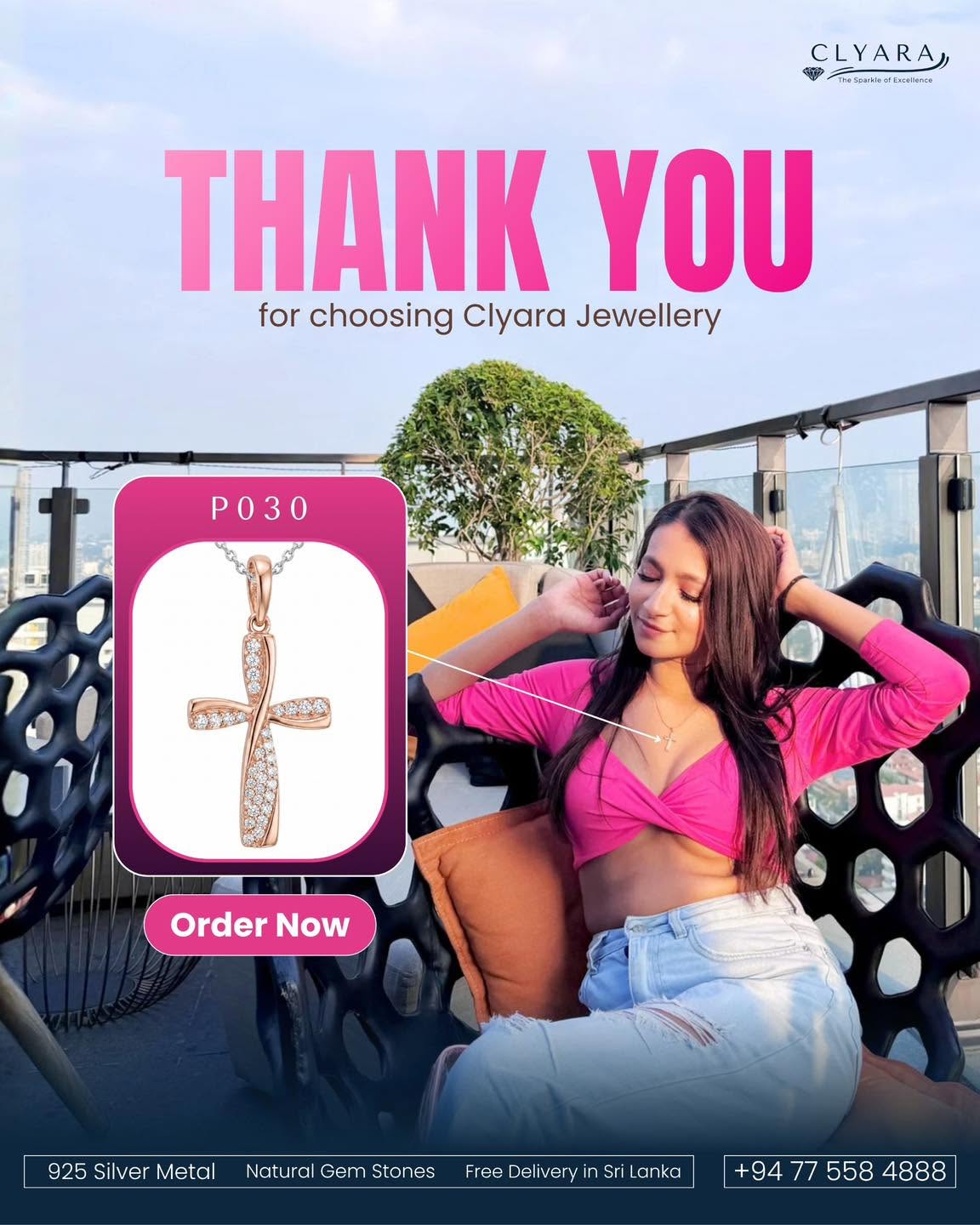 925 Silver Cross Pendant with Natural Gemstones – CLYARA